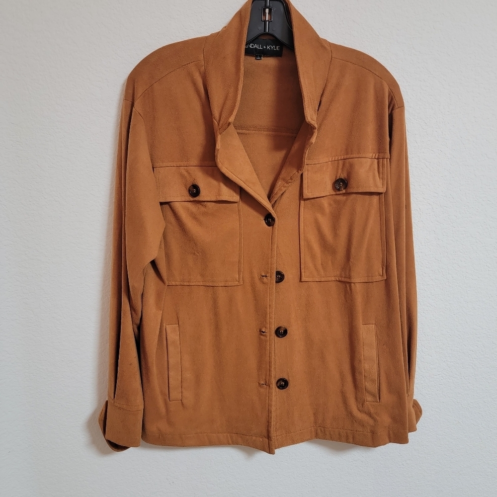 Kendall & Kylie Faux-Suede Jacket in Camel Brown